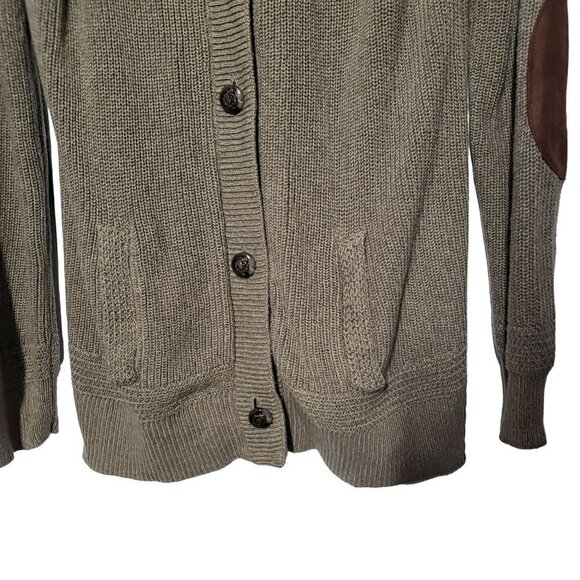 LRL Jeans Co Grandpa Cardigan Shawl Cardigan Cotton Olive Womens Petite Large - Picture 5 of 9